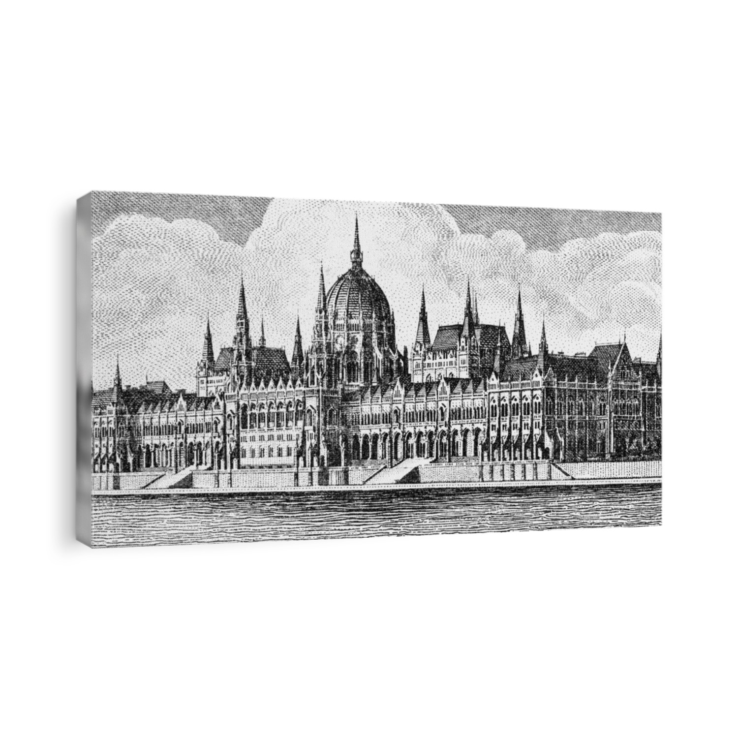 Orszaghaz - Hungarian Parliament building in Budapest. Portrait from Hungary 100 Million Pengo 1946  Banknotes. 