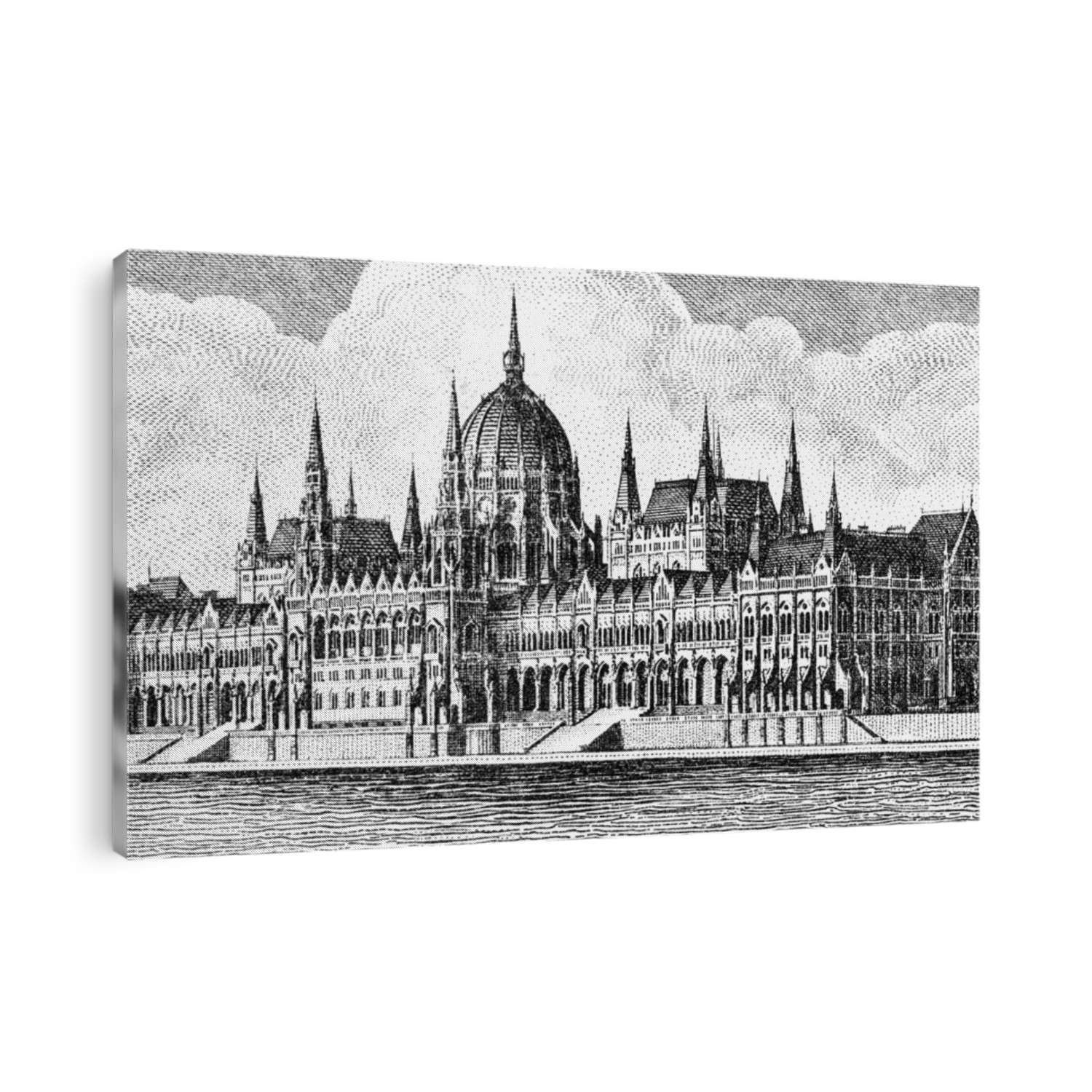 Orszaghaz - Hungarian Parliament building in Budapest. Portrait from Hungary 100 Million Pengo 1946  Banknotes. 