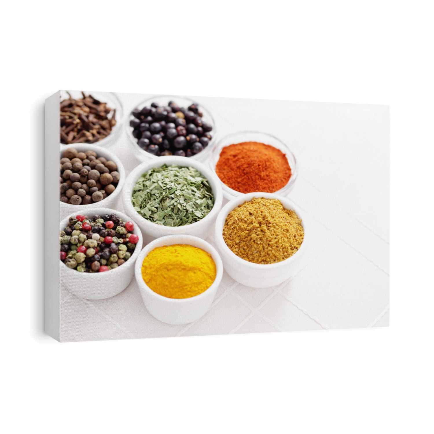 various kinds of spices in bowls - herbs and spices